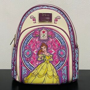 NWT Loungefly Disney Beauty and the Beast Belle Stained Glass